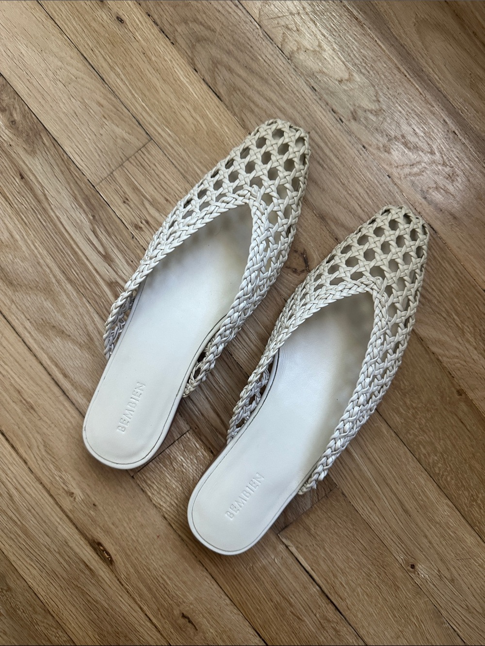 Brand New Faye Mules in Cream Net by Bembien size 38